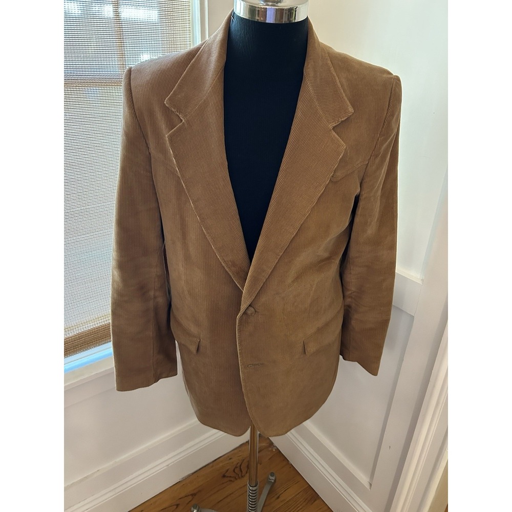 VTG Pioneer Wear Corduroy Blazer 46 Tan Suede Elbow Patches USA Western Jacket